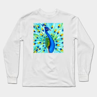 Aqua Peacock Long Sleeve T-Shirt